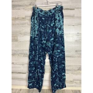 Anthropologie women XL blue floral Jamie Sleep Pant new boho wide lightweight
